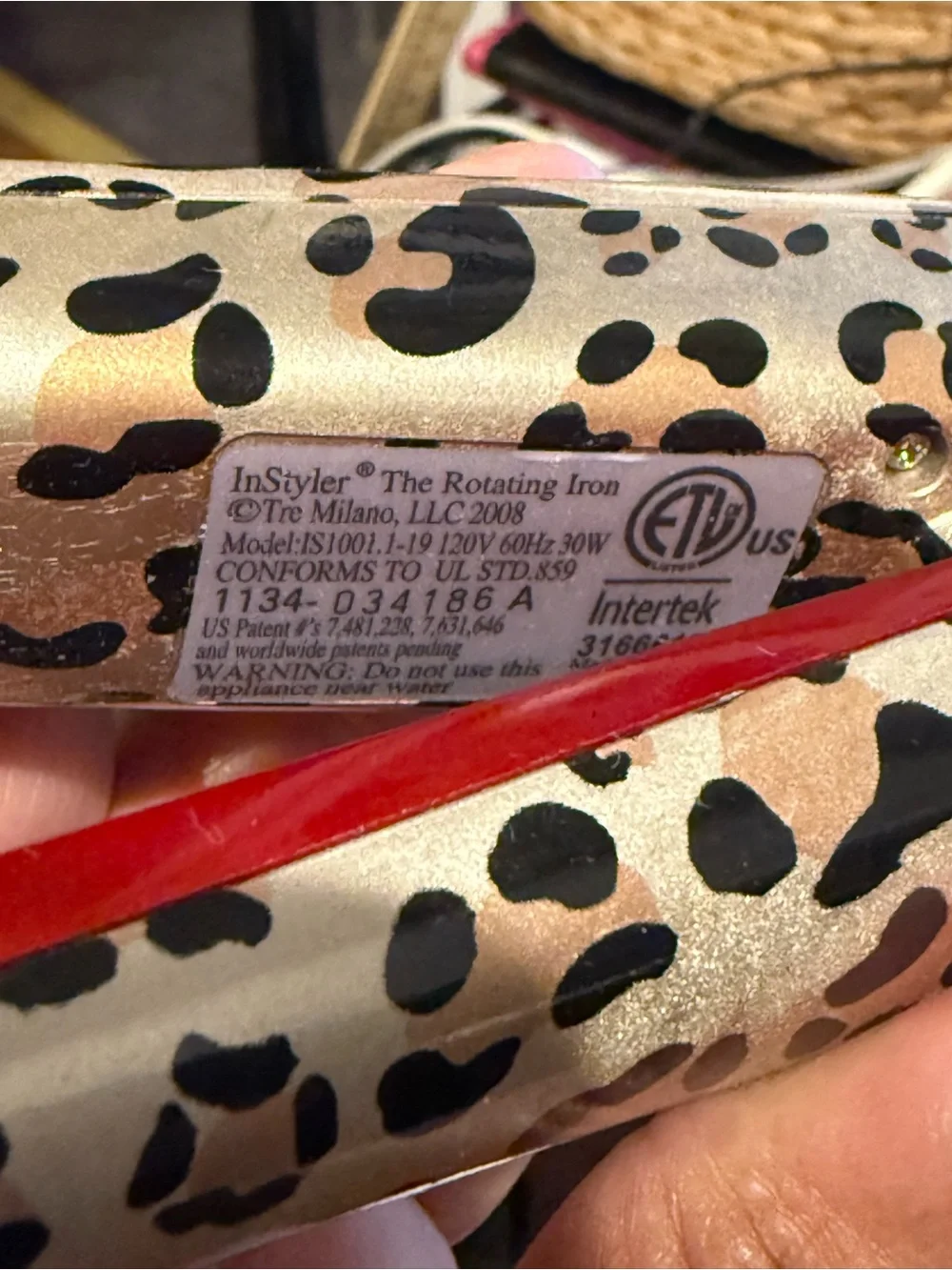 InStyler Rotating Iron 3/4” Cheetah Print. Tested, works. Pre-owned.